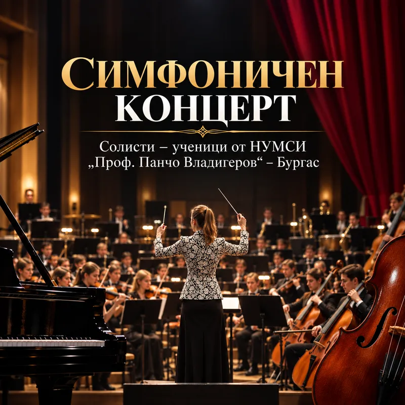 СИМФОНИЧЕН КОНЦЕРТ Солисти – УЧЕНИЦИ ОТ НУМСИ "ПРОФ. ПАНЧО ВЛАДИГЕРОВ" - БУРГАС